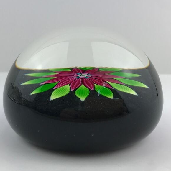 Perthshire PP54 1983 Lampwork Flower Petals Leaves Black Ground LE Paperweight - Picture 5 of 13
